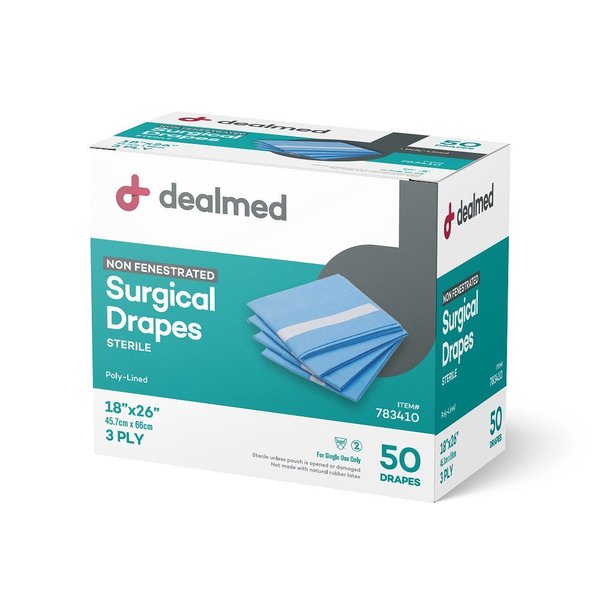 Dealmed 18" X 26" Non Fenestrated Drape, 50Pk/Bx; 6Bx/Cs, 300PK 783410